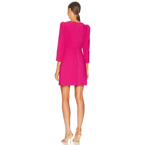 NEW Likely Kygo Mini Dress Padded Shoulders Sweetheart Neck Fuchsia Size 2 - Picture 7 of 10
